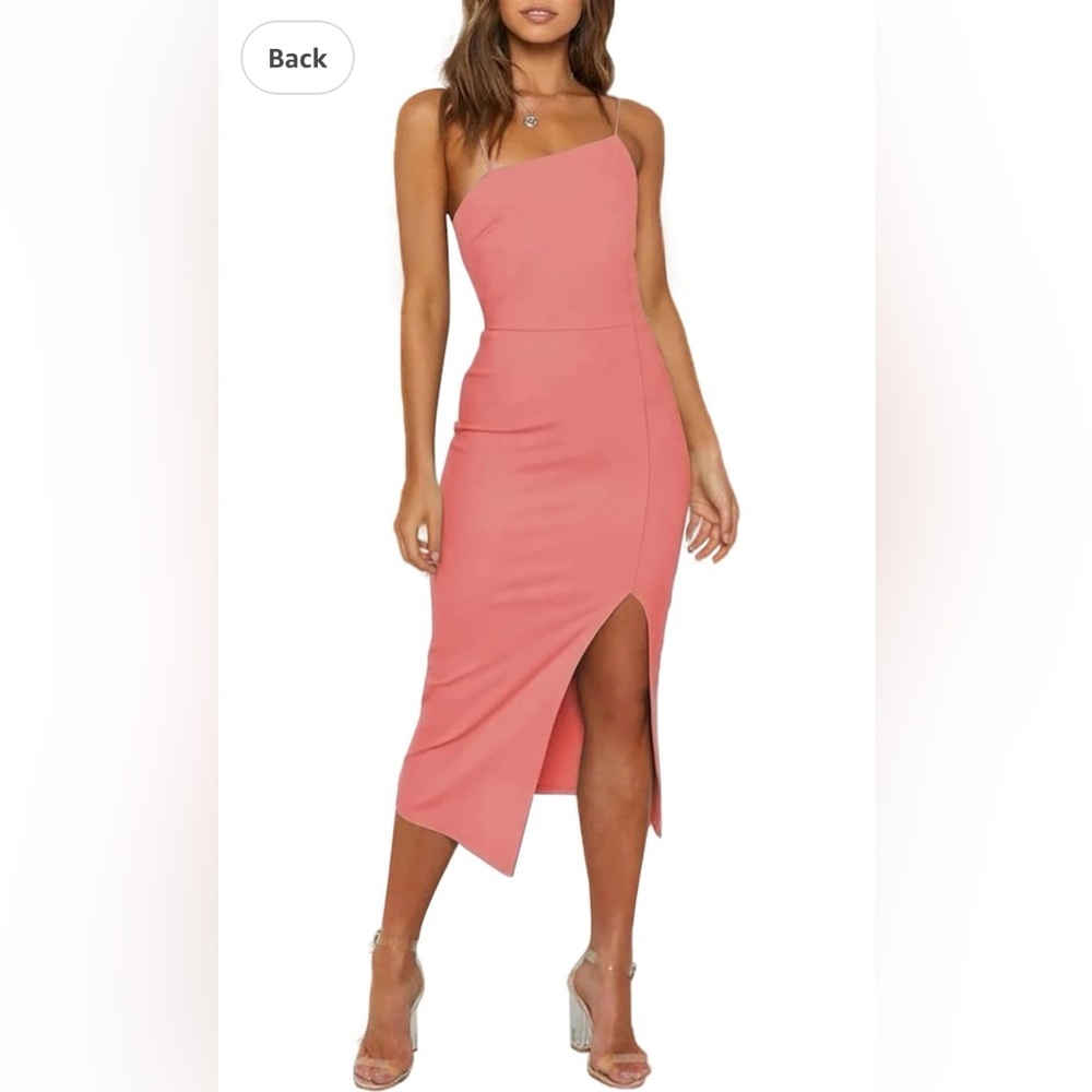 Elegant Coral Asymmetrical Midi Dress